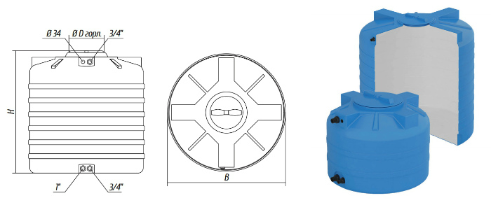 бак воды ATV 5000 (чёрный)