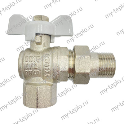 Кран шаровый угловой с американкой 1/2